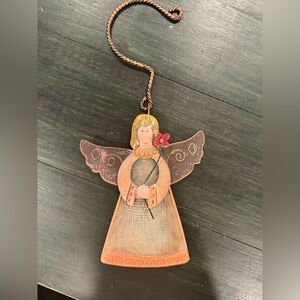 vintage-style metal mesh angel ornament